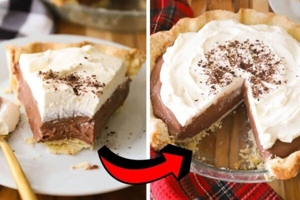 Easy Chocolate Cream Pie, homemade and freshly served