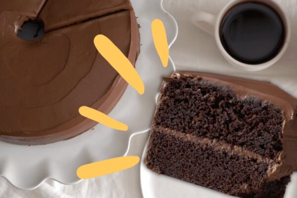 Easy Chocolate Dump-It Cake, homemade and freshly served
