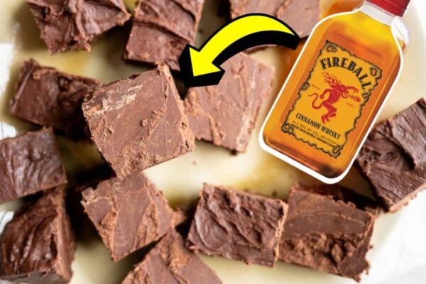 4-Ingredient Chocolate Fireball Fudge, homemade and freshly served
