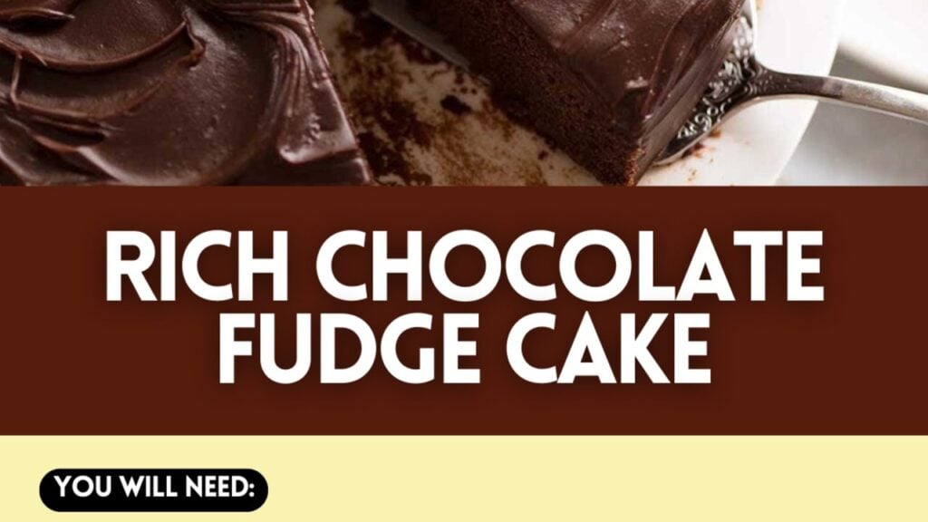 Easy and Rich Chocolate Fudge Cake, homemade and freshly served