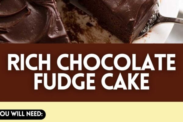 Easy and Rich Chocolate Fudge Cake, homemade and freshly served