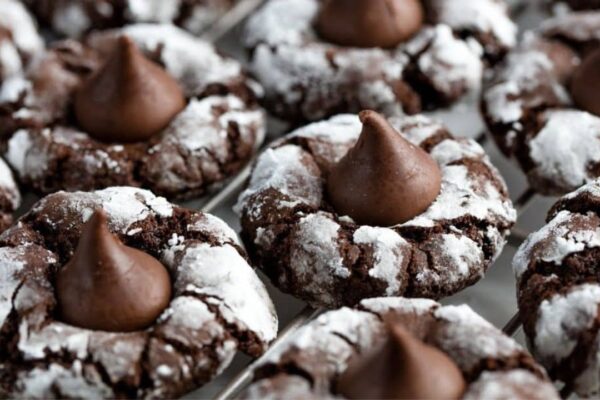 Easy-to-Make Chocolate Kiss Cookies, homemade and freshly served