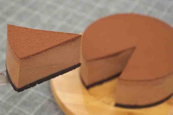 No-Bake Easy Chocolate Mousse Cake, homemade and freshly served