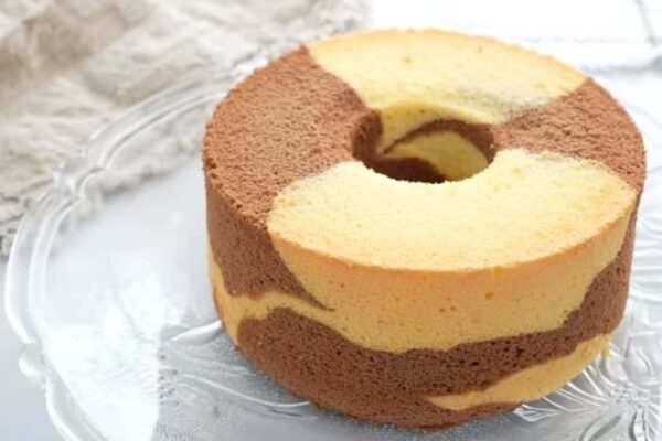 Easy Chocolate Orange Chiffon Cake, homemade and freshly served