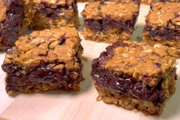 Easy Chocolate Revel Bars, homemade and freshly served