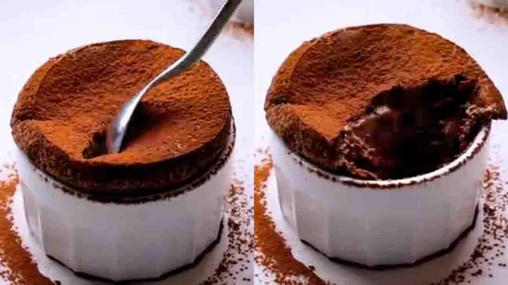 Easy Chocolate Soufflé, homemade and freshly served