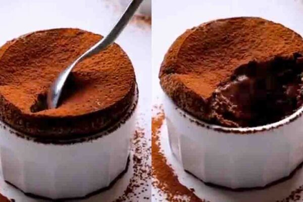 Easy Chocolate Soufflé, homemade and freshly served