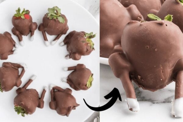 Easy Chocolate-Covered Strawberry Turkeys, homemade and freshly served