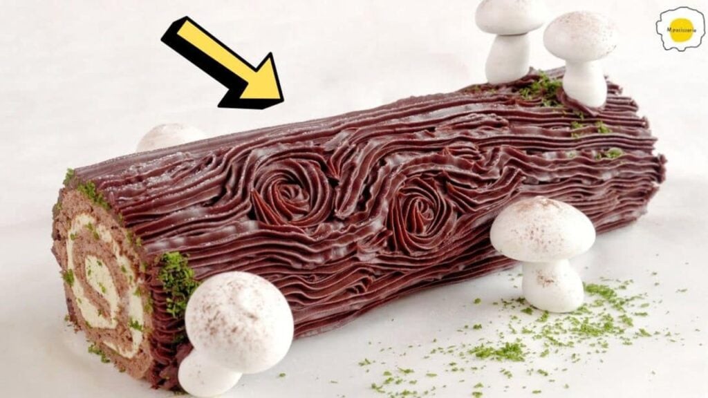 Easy Chocolate Vanilla Yule Log, homemade and freshly served