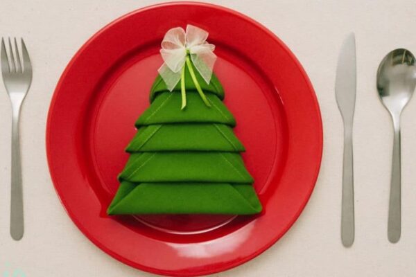 Finished Easy Christmas Tree Napkin Folding, a completed DIY project
