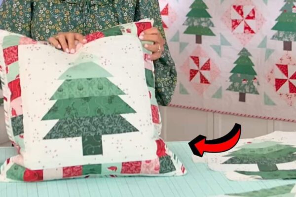 Finished Easy Christmas Tree Quilt Block, a completed DIY project