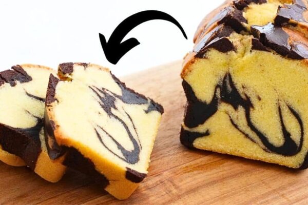 Easy-to-Make Classic Marble Cake, homemade and freshly served