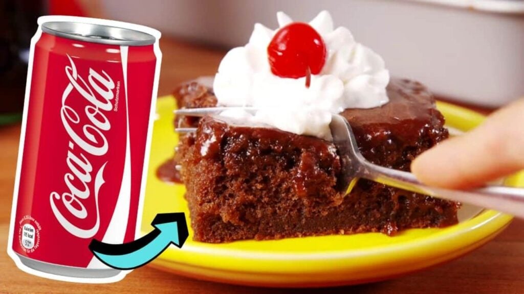 Easy Coca-Cola Cake, homemade and freshly served