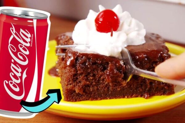 Easy Coca-Cola Cake, homemade and freshly served