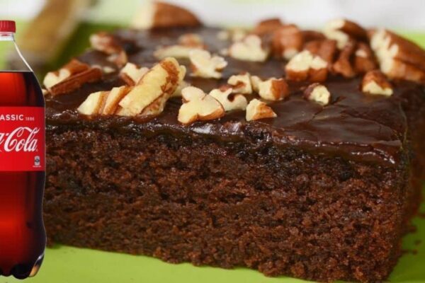 A Coca-Cola Chocolate Cake, homemade and freshly served