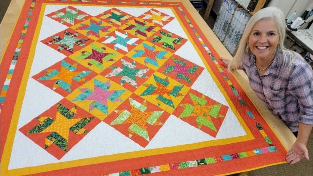 Finished Easy Colorful “Rock Star” Quilt, a completed DIY project