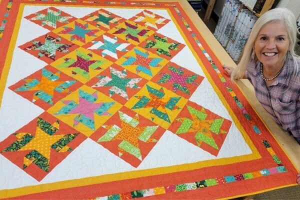 Finished Easy Colorful “Rock Star” Quilt, a completed DIY project