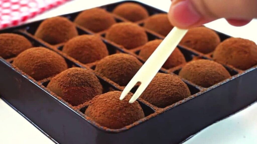 Easy 2-Ingredient Condensed Milk Chocolate Truffles, homemade and freshly served