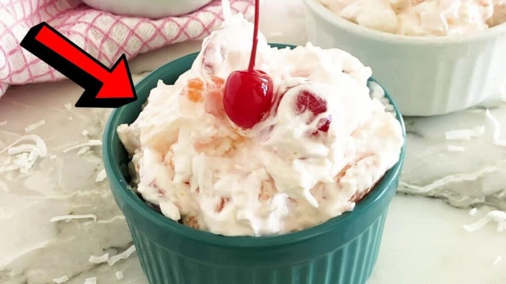 Easy Cool Whip Ambrosia Salad, homemade and freshly served