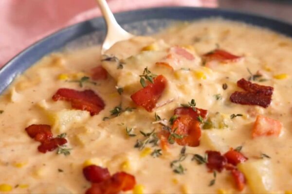 Easy Corn Chowder, homemade and freshly served