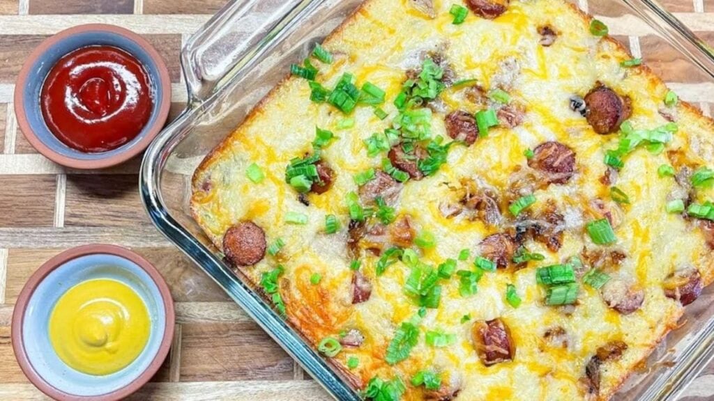 Easy Corn Dog Casserole (State Fair Food Copycat), homemade and freshly served