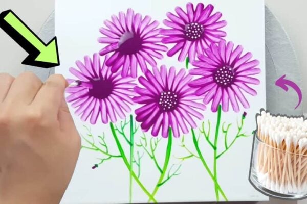 Finished Beginner-Friendly Cosmos Flower Acrylic Painting Technique, a completed DIY project
