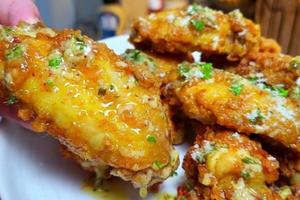 Crispy Chicken Wings w/ Cowboy Butter Sauce, homemade and freshly served