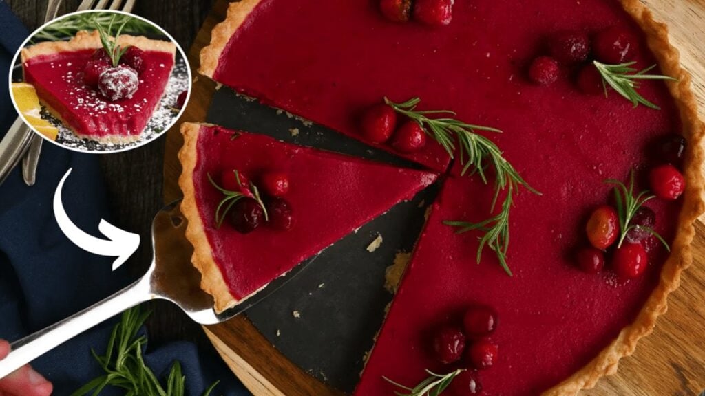 Easy Cranberry Curd Tart, homemade and freshly served