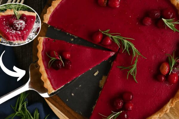 Easy Cranberry Curd Tart, homemade and freshly served