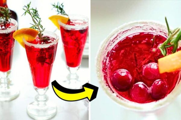Delicious Cranberry Mimosas, homemade and freshly served