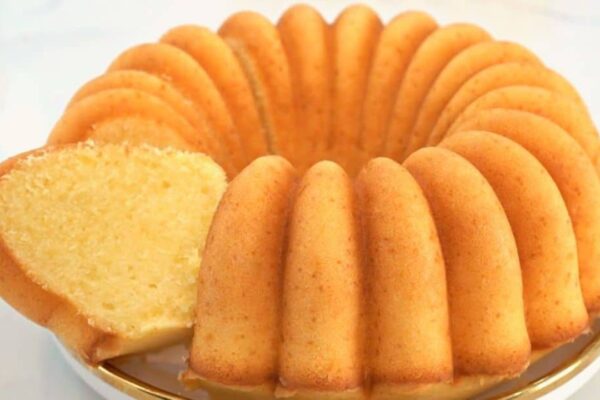 Moist And Velvety Cream Cheese Bundt Cake, homemade and freshly served