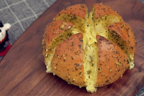 Easy Cream Cheese Garlic Bread, homemade and freshly served