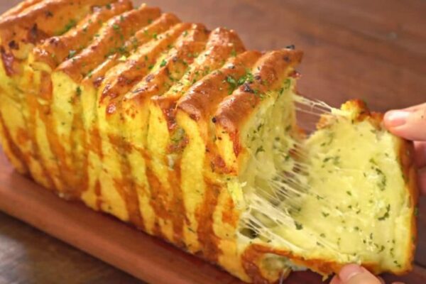 Easy Cream Cheese Garlic Bread, homemade and freshly served