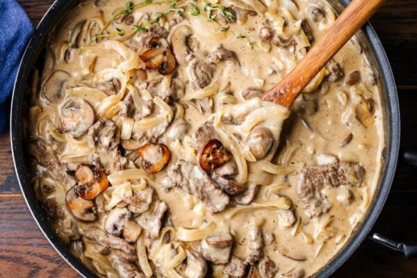Easy-to-Make Creamy Beef Stroganoff, homemade and freshly served