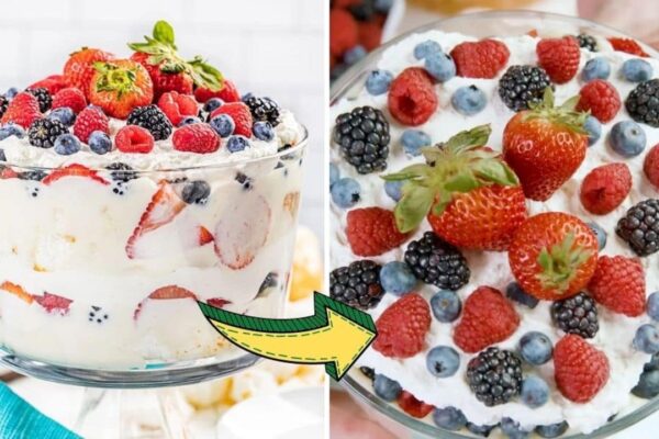 Easy To Make Creamy Berry Trifle, homemade and freshly served