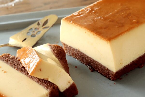 Easy Creamy Caramel Pudding Cake, homemade and freshly served