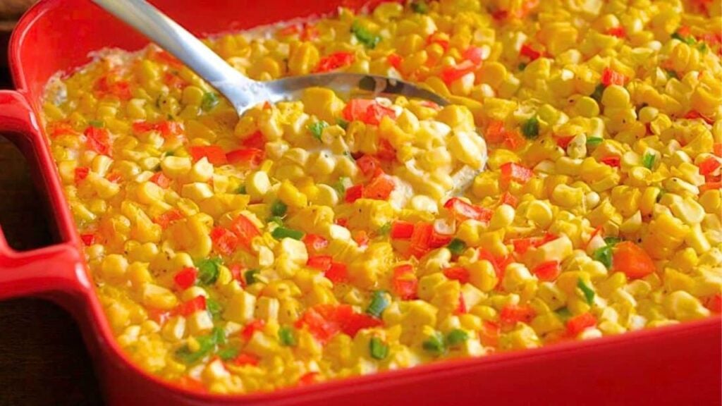 Easy Ree Drummond's Creamy Corn Casserole, homemade and freshly served