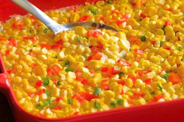 Easy Ree Drummond's Creamy Corn Casserole, homemade and freshly served