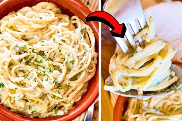 Easy 20-Minute Creamy Garlic Pasta, homemade and freshly served