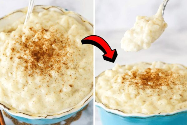 Easy Creamy Rice Pudding, homemade and freshly served
