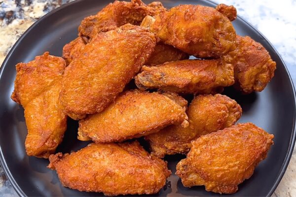 Crispy Fried Garlic Chicken Party Wings, homemade and freshly served