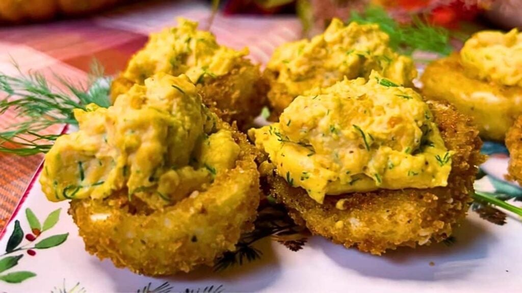 Easy-to-Make Crispy Fried Deviled Eggs, homemade and freshly served