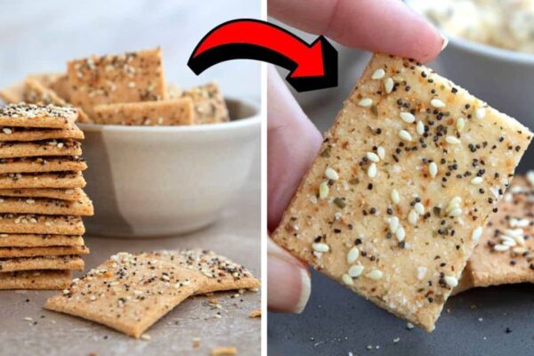 6-Ingredient Crispy Keto Crackers, homemade and freshly served