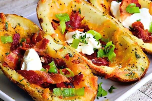 Easy-to-Make Crispy Potato Skins, homemade and freshly served