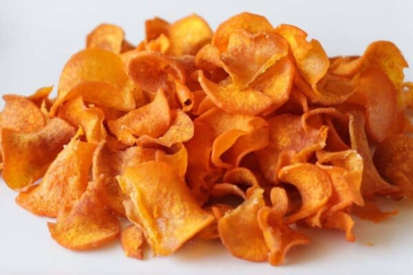 Thin Crispy Sweet Potato Chips, homemade and freshly served