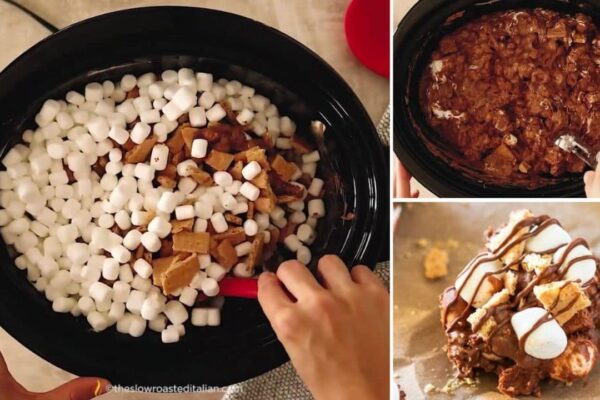 Easy Crock Pot S’mores Candy, homemade and freshly served