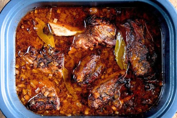 Fall-Off-The-Bone Crockpot Beef Short Ribs, homemade and freshly served
