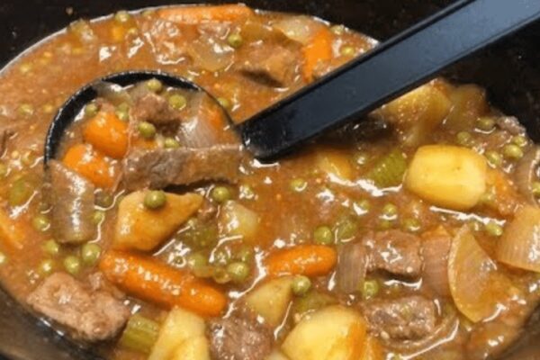 Easy-to-Make Crockpot Beef Stew, homemade and freshly served