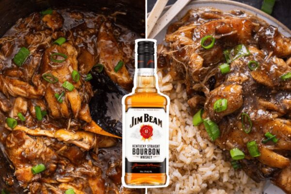 Easy Crockpot Bourbon Chicken, homemade and freshly served