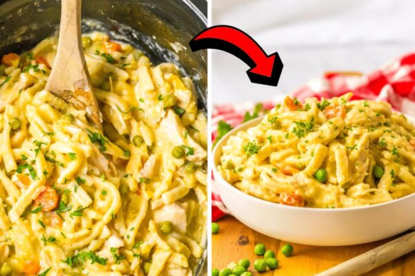 Easy Crockpot Chicken and Noodles, homemade and freshly served